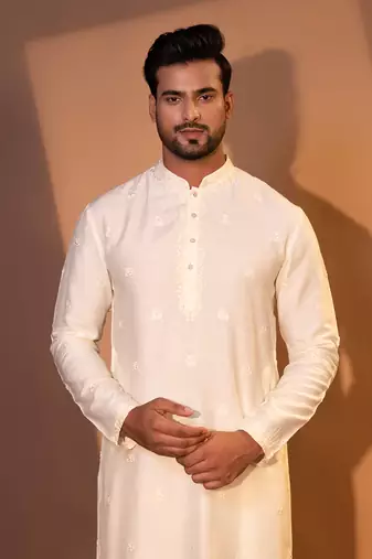Ivory silk kurta pajama