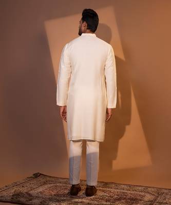 Ivory silk kurta pajama 4