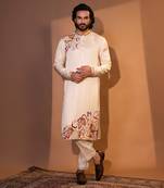 Ivory linen satin kurta pajama