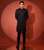Black suiting achkan set