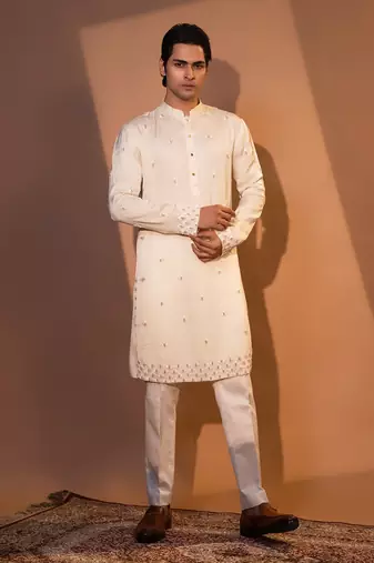 Ivory satin kurta pajama