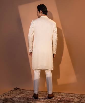 Ivory satin kurta pajama 5