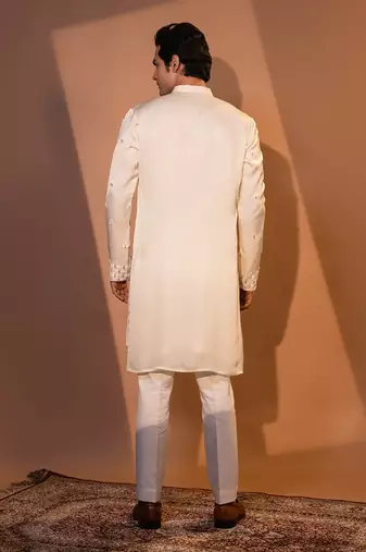 Ivory satin kurta pajama