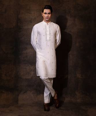 Ivory bam silk kurta pajama 1