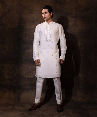 Ivory bam silk kurta pajama 2