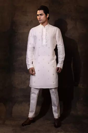 Ivory bam silk kurta pajama
