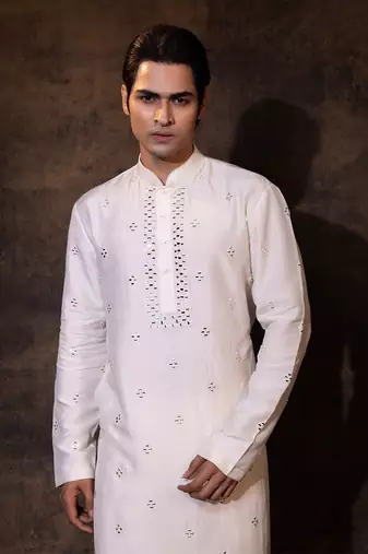 Ivory bam silk kurta pajama