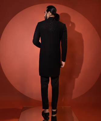 Black suiting achkan set 5