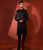 Black linen satin kurta pajama