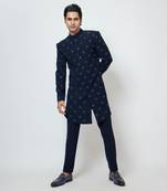 Midnight blue achkan set