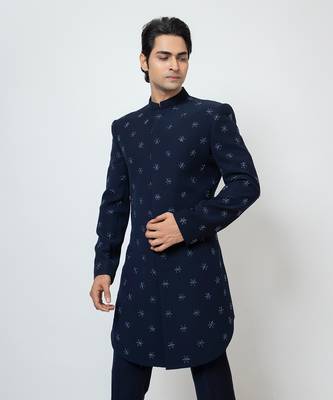 Midnight blue achkan set 4