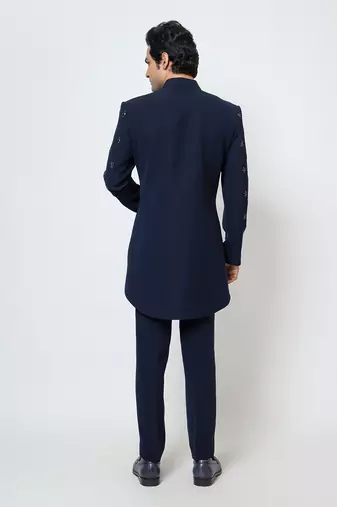 Midnight blue achkan set