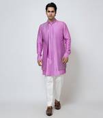 Purple bam silk nehru jacket set