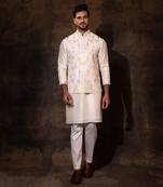 Ivory bam silk nehru jacket set