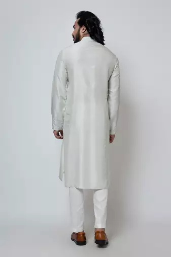 Ice grey silk kurta pajama
