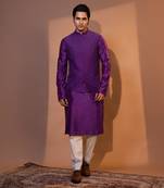 Grape purple silk bandhgala set