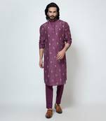 Plum silk kurta pajama