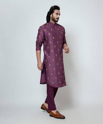 Plum silk kurta pajama 2