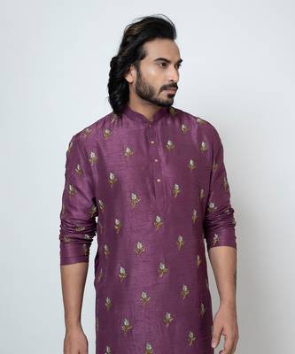 Plum silk kurta pajama 3