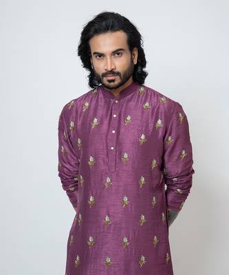 Plum silk kurta pajama 4