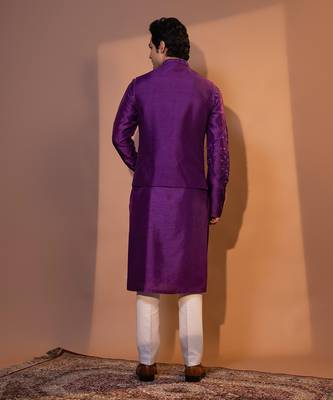 Grape purple silk bandhgala set 5