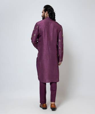 Plum silk kurta pajama 5