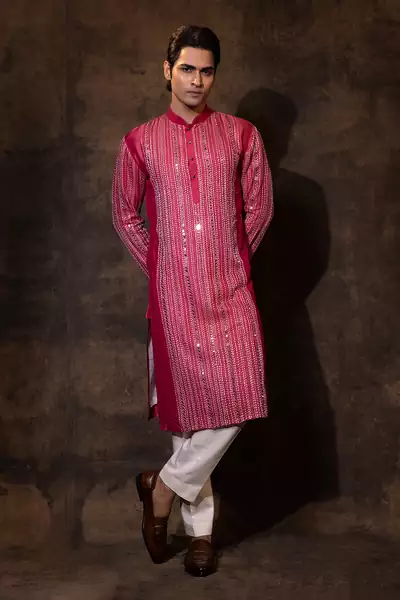 Red silk kurta pajama