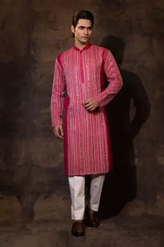 Red silk kurta pajama