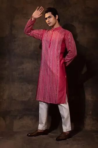 Red silk kurta pajama