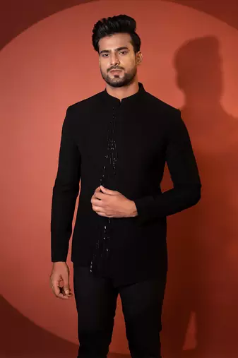 Black bandhgala set