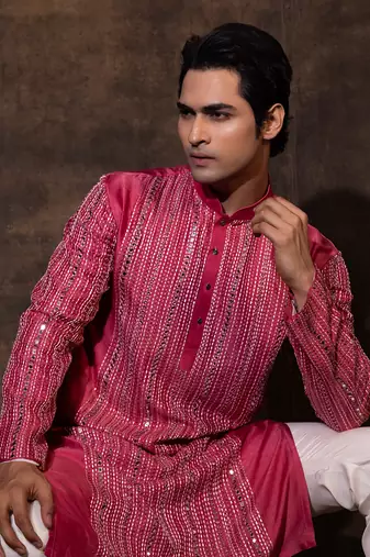Red silk kurta pajama