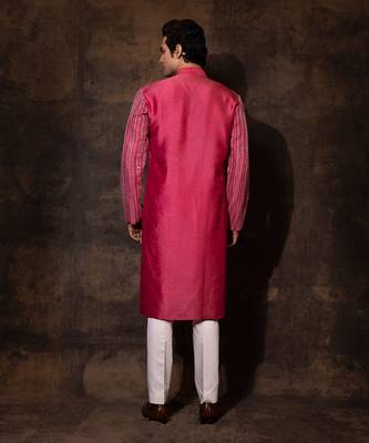 Red silk kurta pajama 5