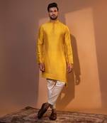 Mustard yellow silk kurta pajama