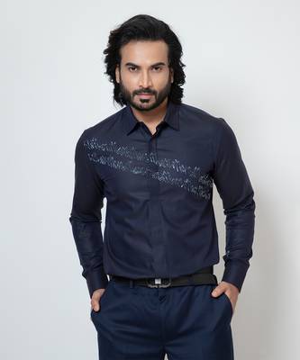 Deep blue cotton shirt 1