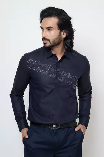 Deep blue cotton shirt