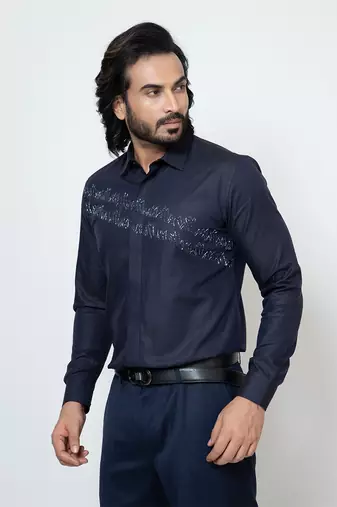 Deep blue cotton shirt