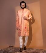 Ombre peach nehru jacket set