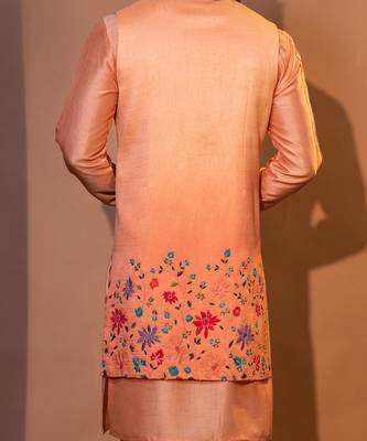 Ombre peach nehru jacket set 5