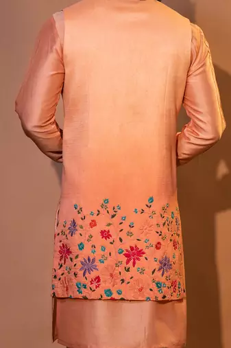Ombre peach nehru jacket set