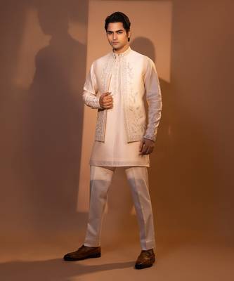 Blush pink nehru jacket set 2