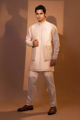 Blush pink nehru jacket set