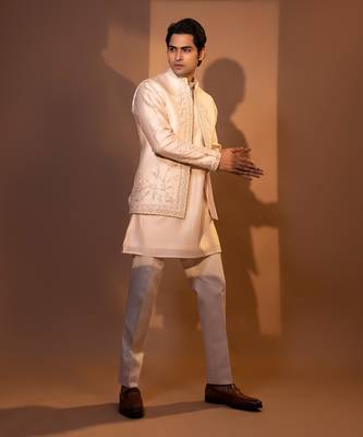 Blush pink nehru jacket set 3