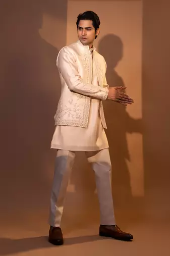 Blush pink nehru jacket set