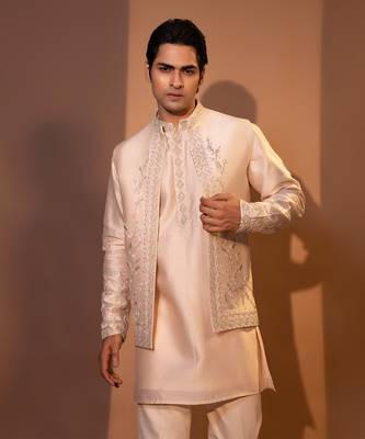 Blush pink nehru jacket set 4