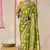 Viscose Weaving Floral Printed Saree In Green