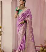 Viscose Mauve Weaving Floral Printed Designer Saree