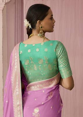 Viscose Mauve Weaving Floral Printed Saree 3
