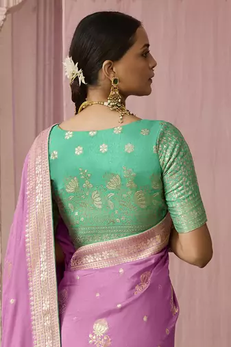 Viscose Mauve Weaving Floral Printed Saree