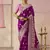 Purple Viscose Weaving Floral Printed Saree