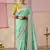Weaving Floral Printed Viscose Saree In Aqua Blue